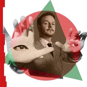 Alex McAleer in collage design.